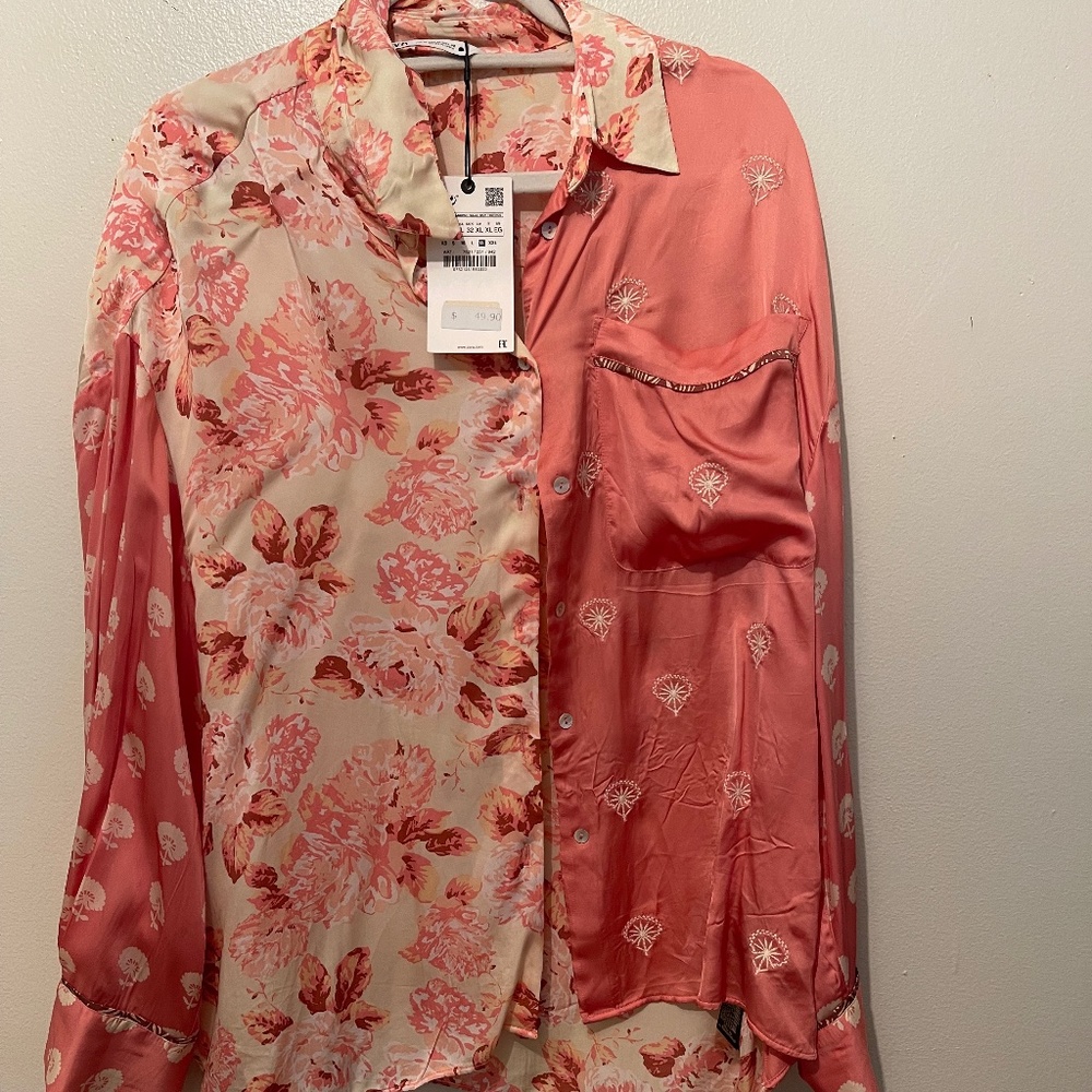 Faux satin blouse